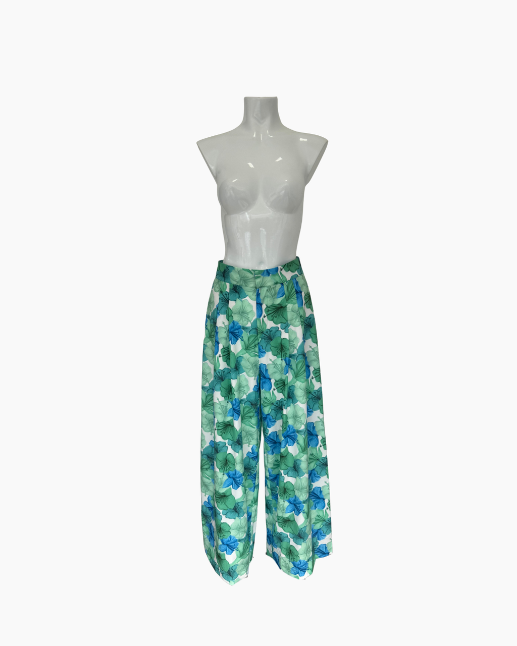 Pantalon palazzo verde y celeste - Fasce