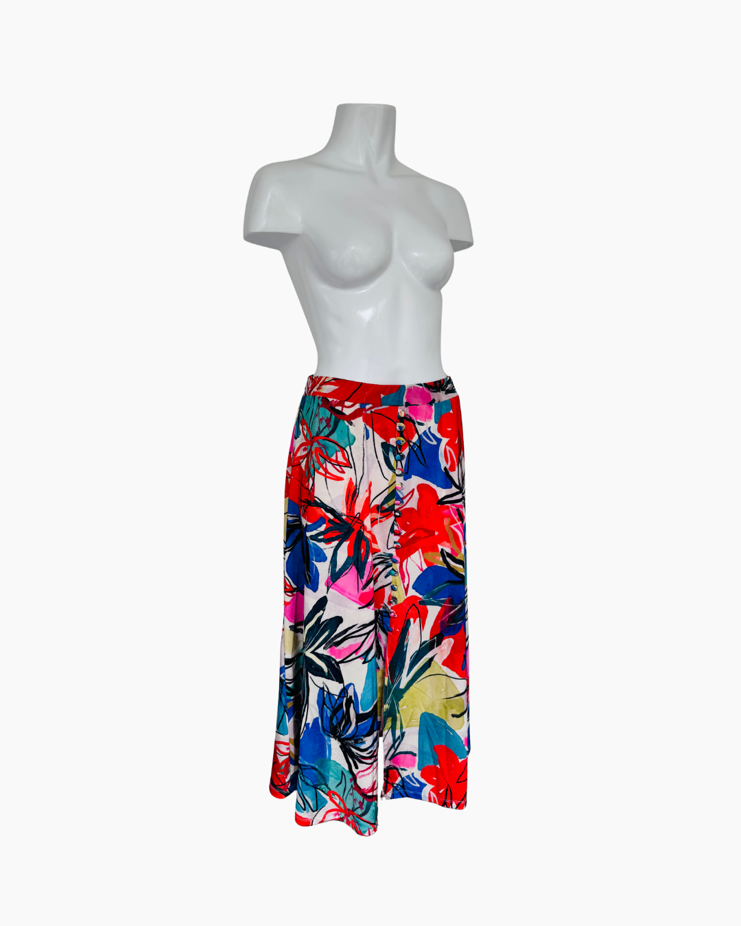 Falda midi multicolor con elastico Zara