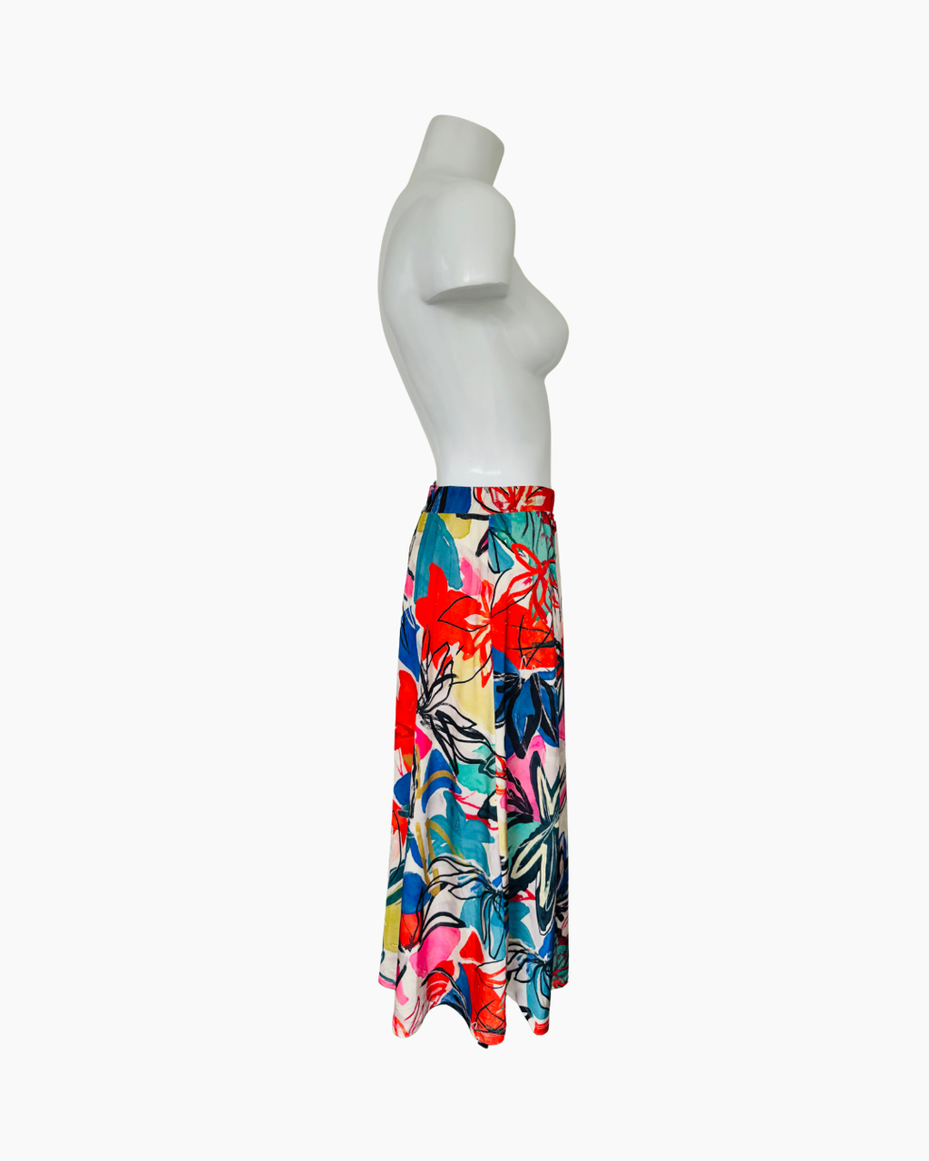 Falda midi multicolor con elastico Zara