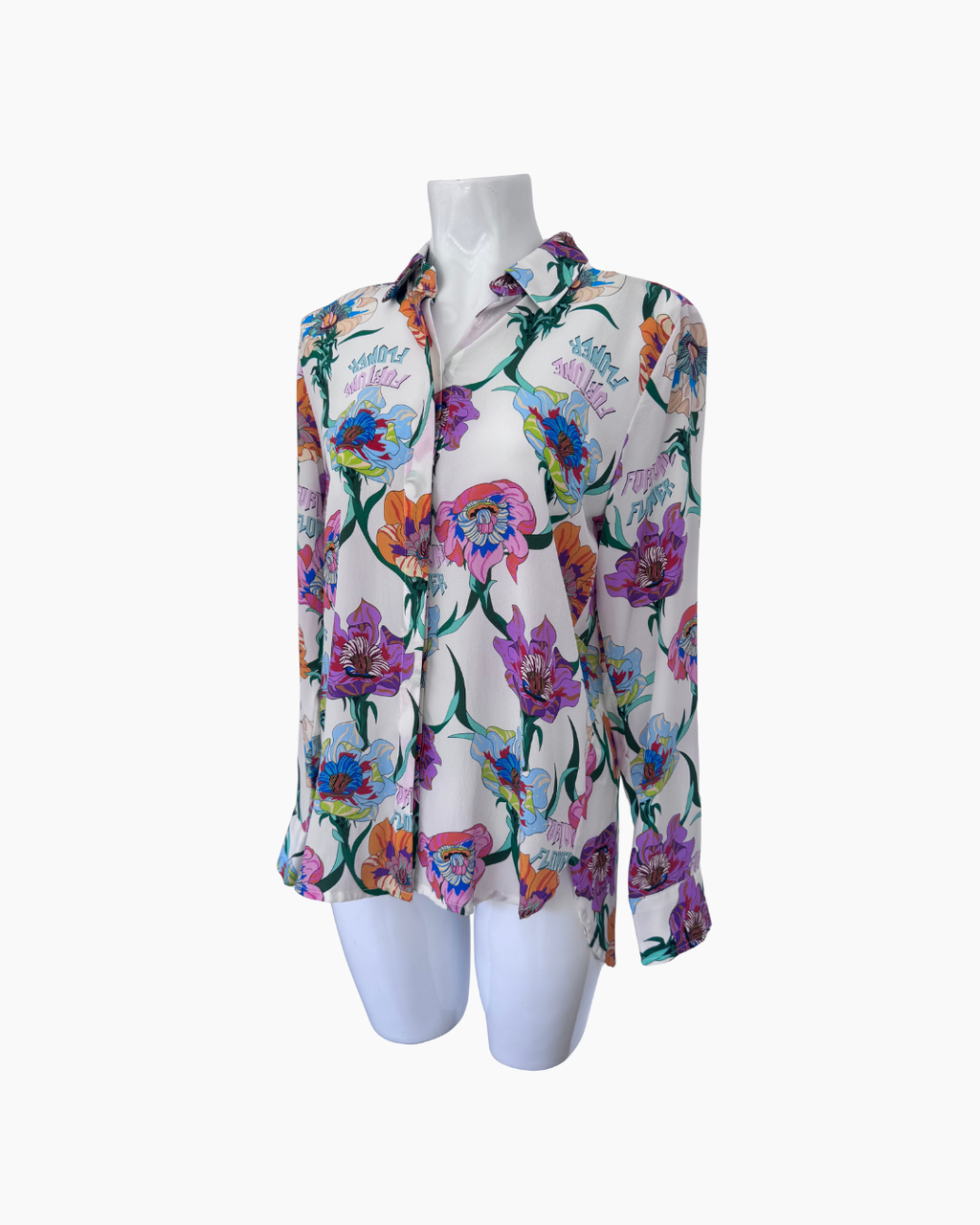 Blusa de seda floreada de manga larga - Jazmin Chebar