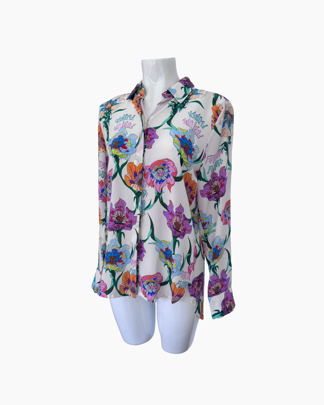 Blusa de seda floreada de manga larga - Jazmin Chebar
