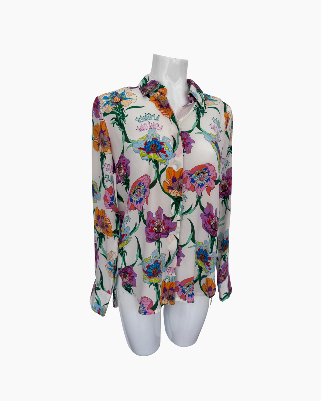 Blusa de seda floreada de manga larga - Jazmin Chebar