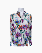 Blusa de seda floreada de manga larga - Jazmin Chebar
