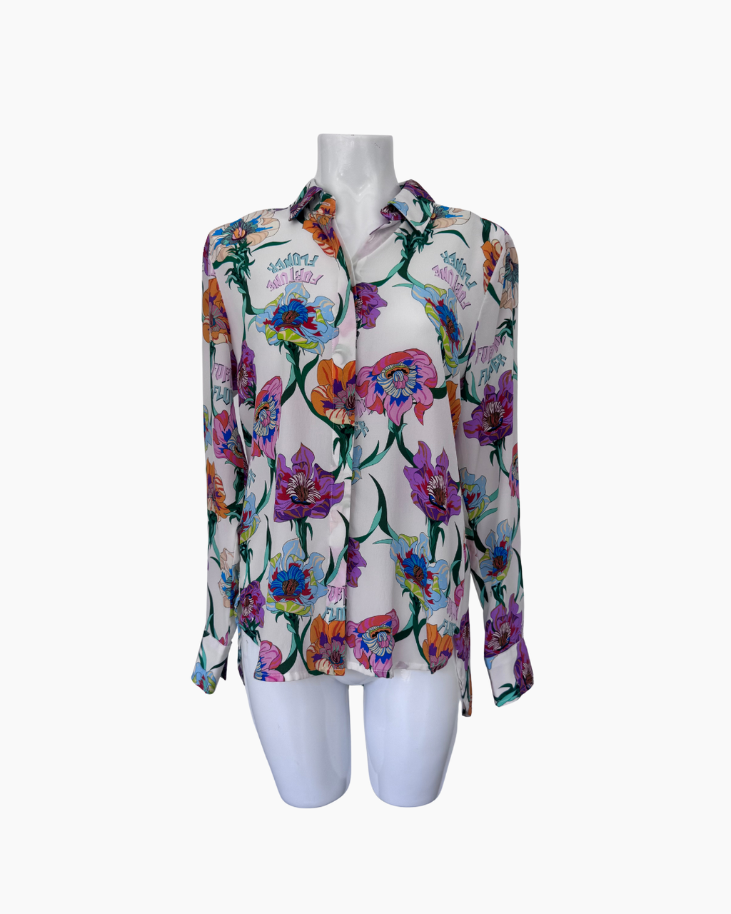 Blusa de seda floreada de manga larga - Jazmin Chebar