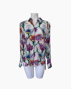 Blusa de seda floreada de manga larga - Jazmin Chebar