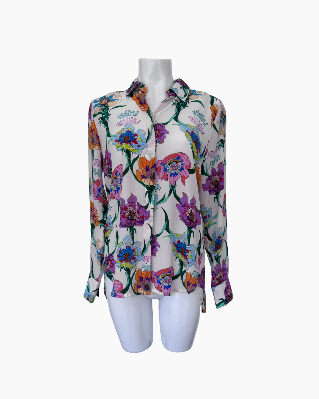 Blusa de seda floreada de manga larga - Jazmin Chebar