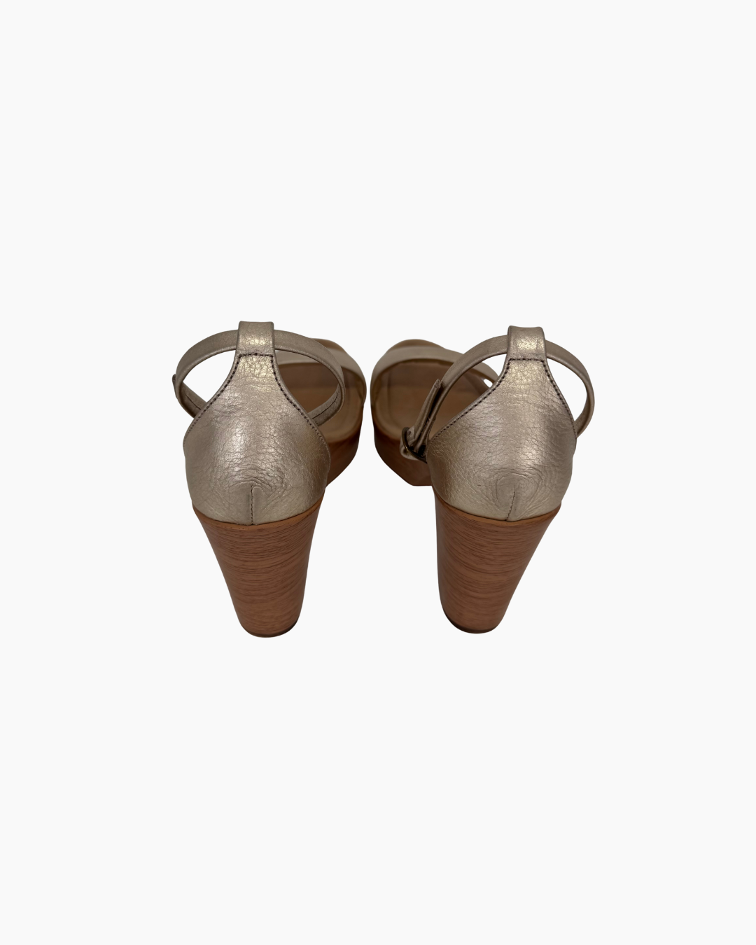 Sandalias doradas de cuero de taco alto - Mandina