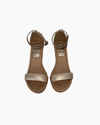 Sandalias doradas de cuero de taco alto - Mandina