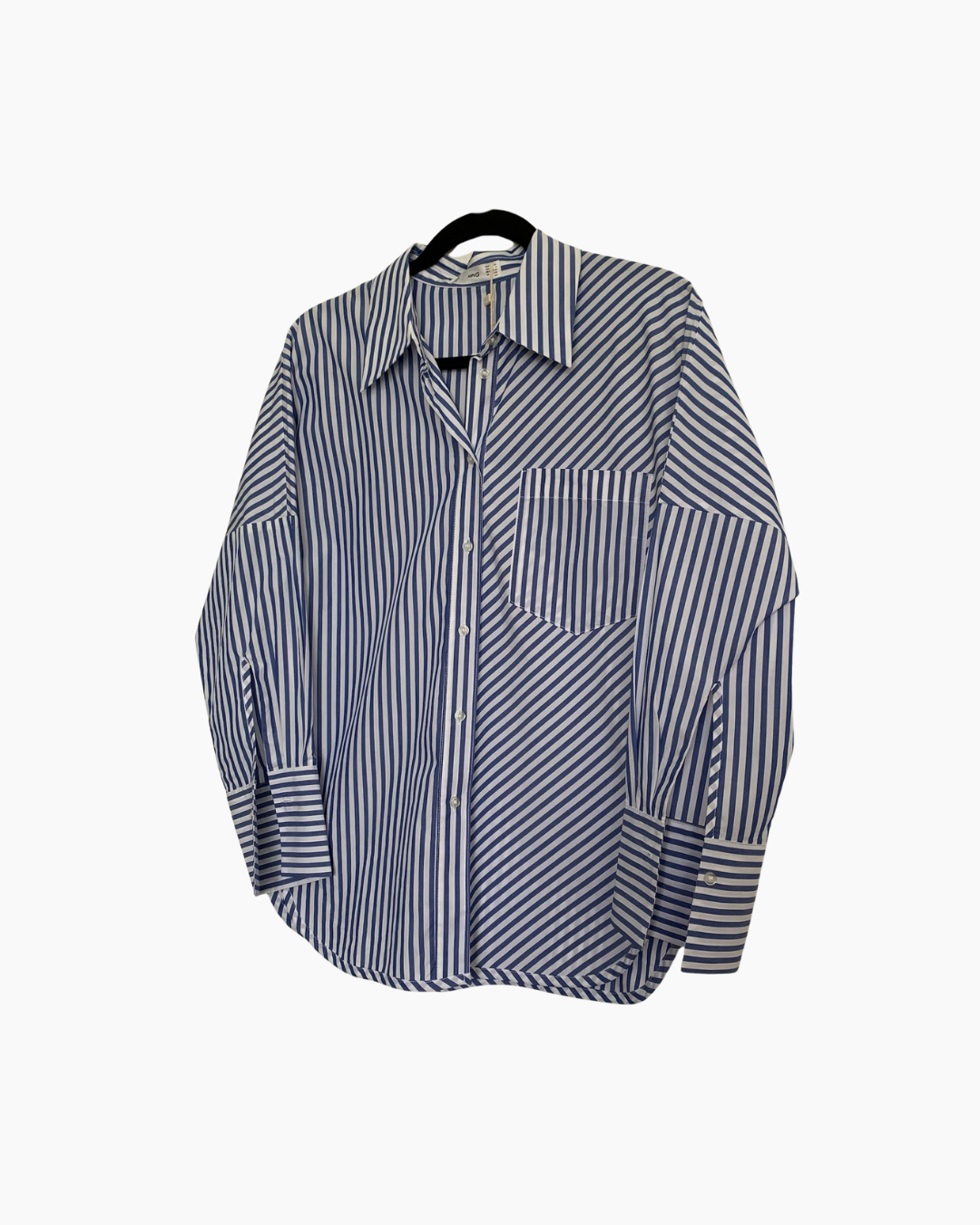 Blusa celeste a rayas manga larga - Mango