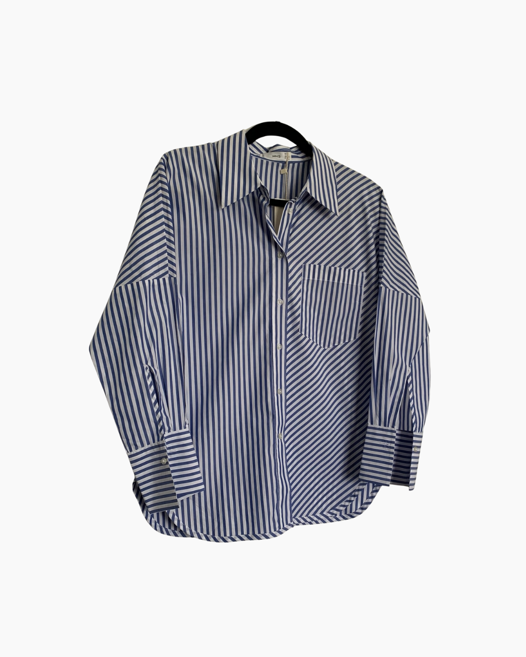 Blusa celeste a rayas manga larga - Mango