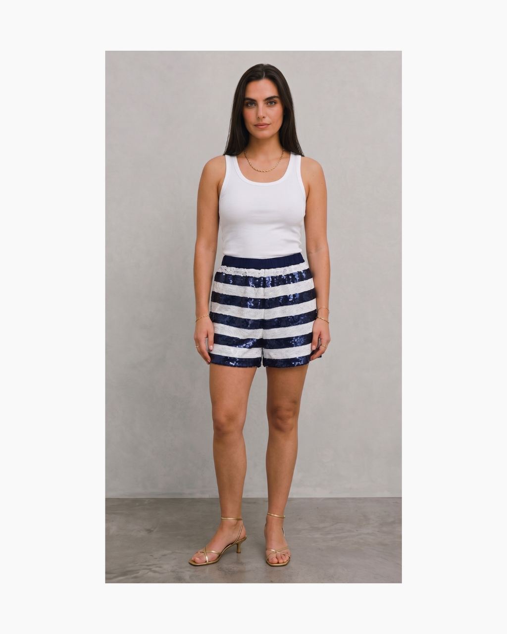 Shorts de lentejuelas azul y blanco - Sandro