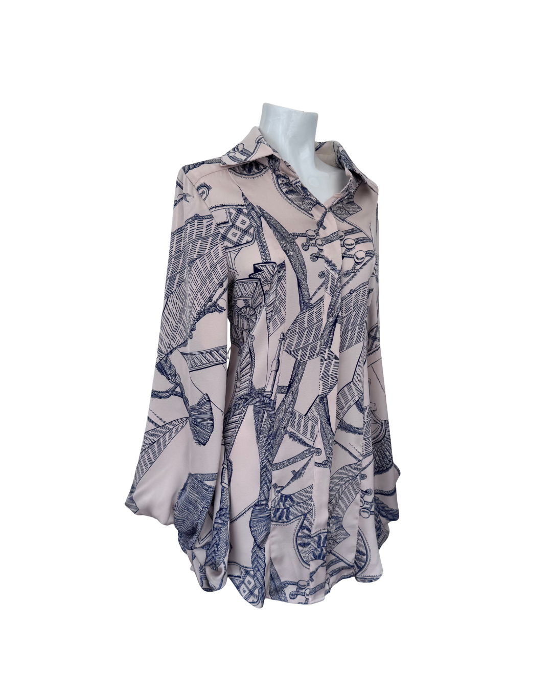 Blusa larga hueso y azul - Ilha Bela