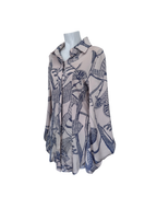 Blusa larga hueso y azul - Ilha Bela