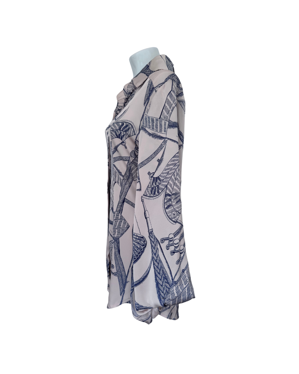 Blusa larga hueso y azul - Ilha Bela