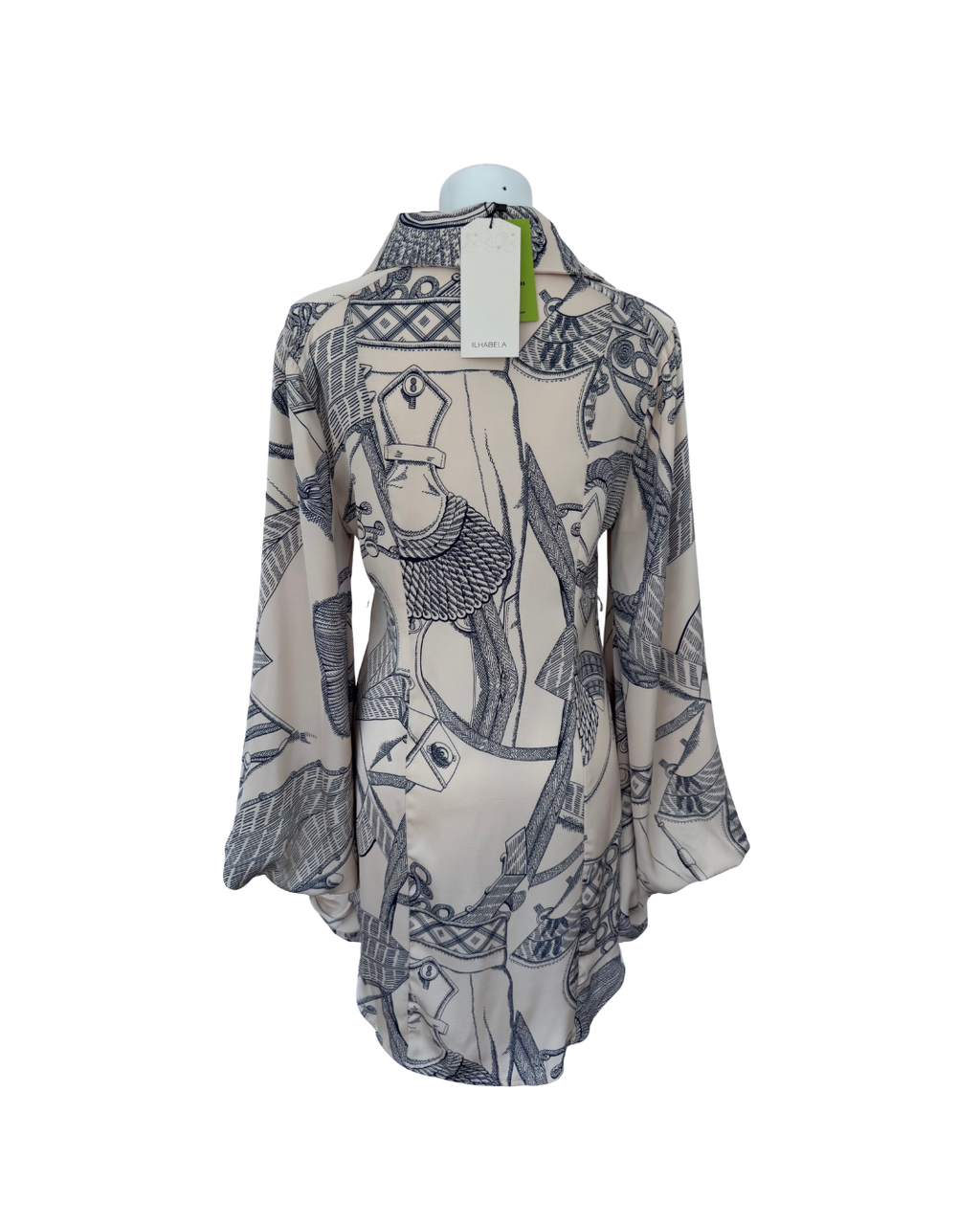 Blusa larga hueso y azul - Ilha Bela