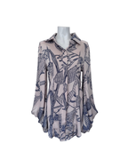 Blusa larga hueso y azul - Ilha Bela