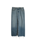 Maxifalda denim deshilachado celeste - Mango