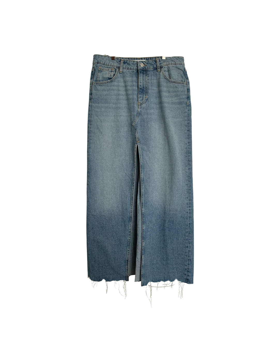 Maxifalda denim deshilachado celeste - Mango