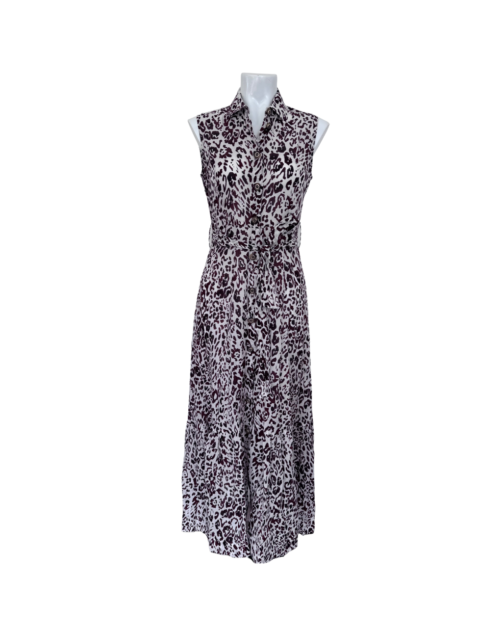 Maxivestido animal print marron y hueso - Pinko