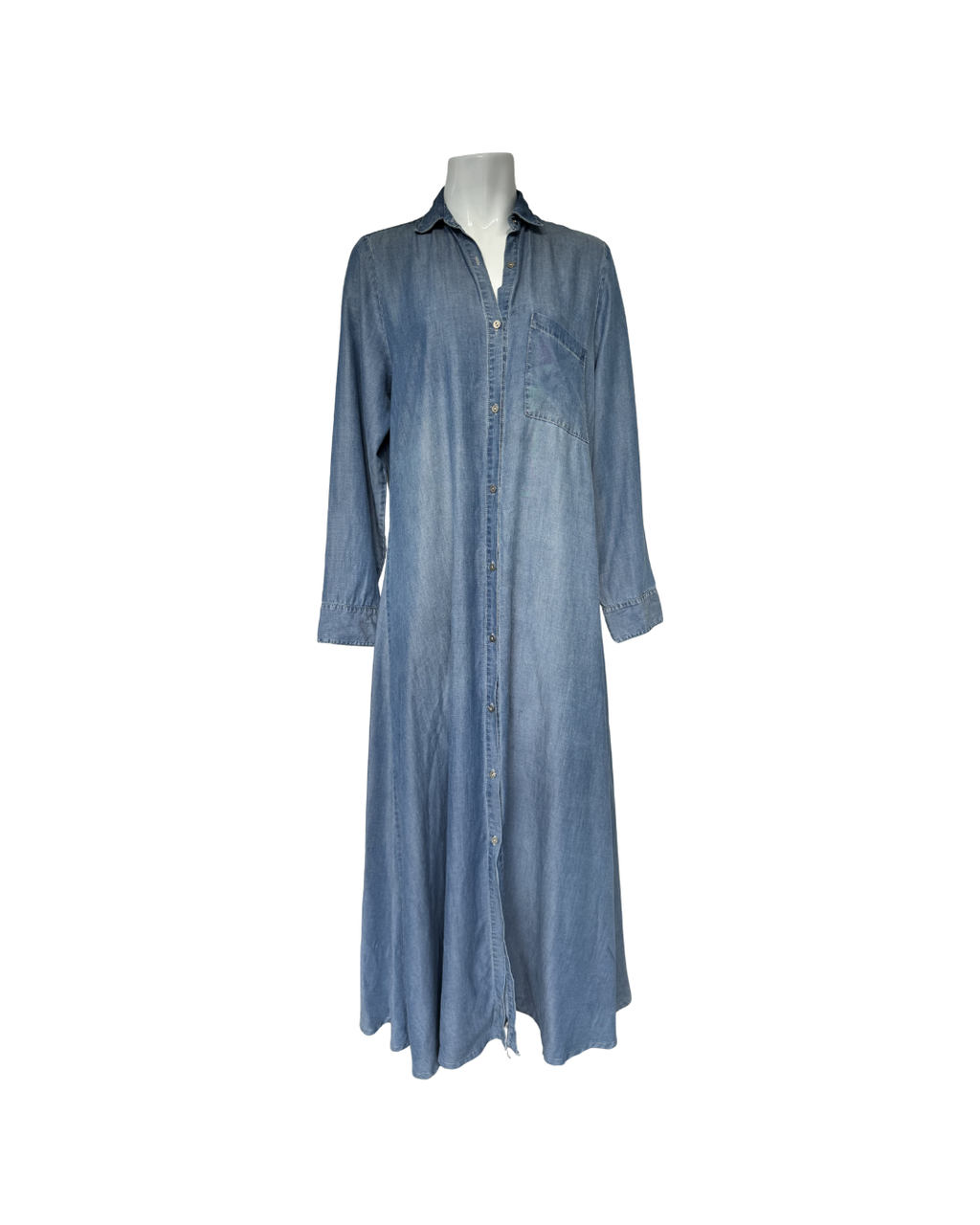 Maxivestido camisero denim de manga larga  - Minimal