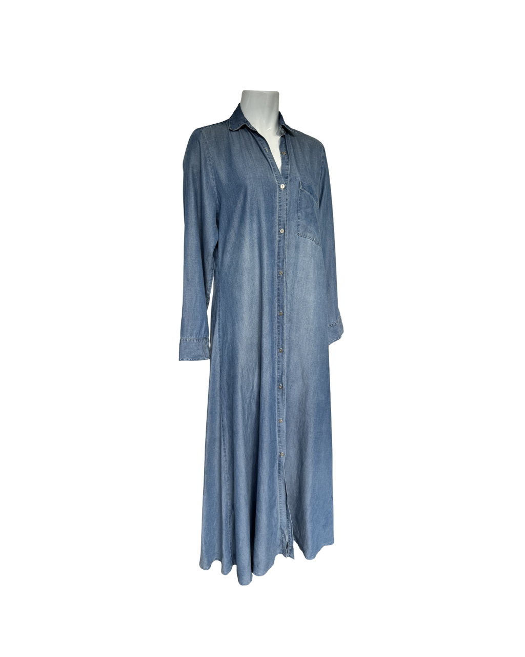 Maxivestido camisero denim de manga larga  - Minimal