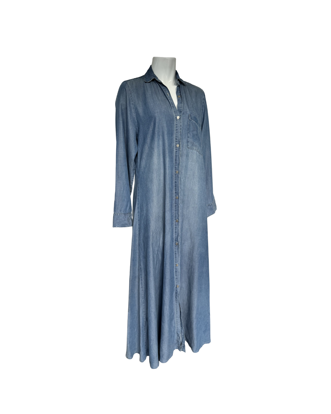 Maxivestido camisero denim de manga larga  - Minimal