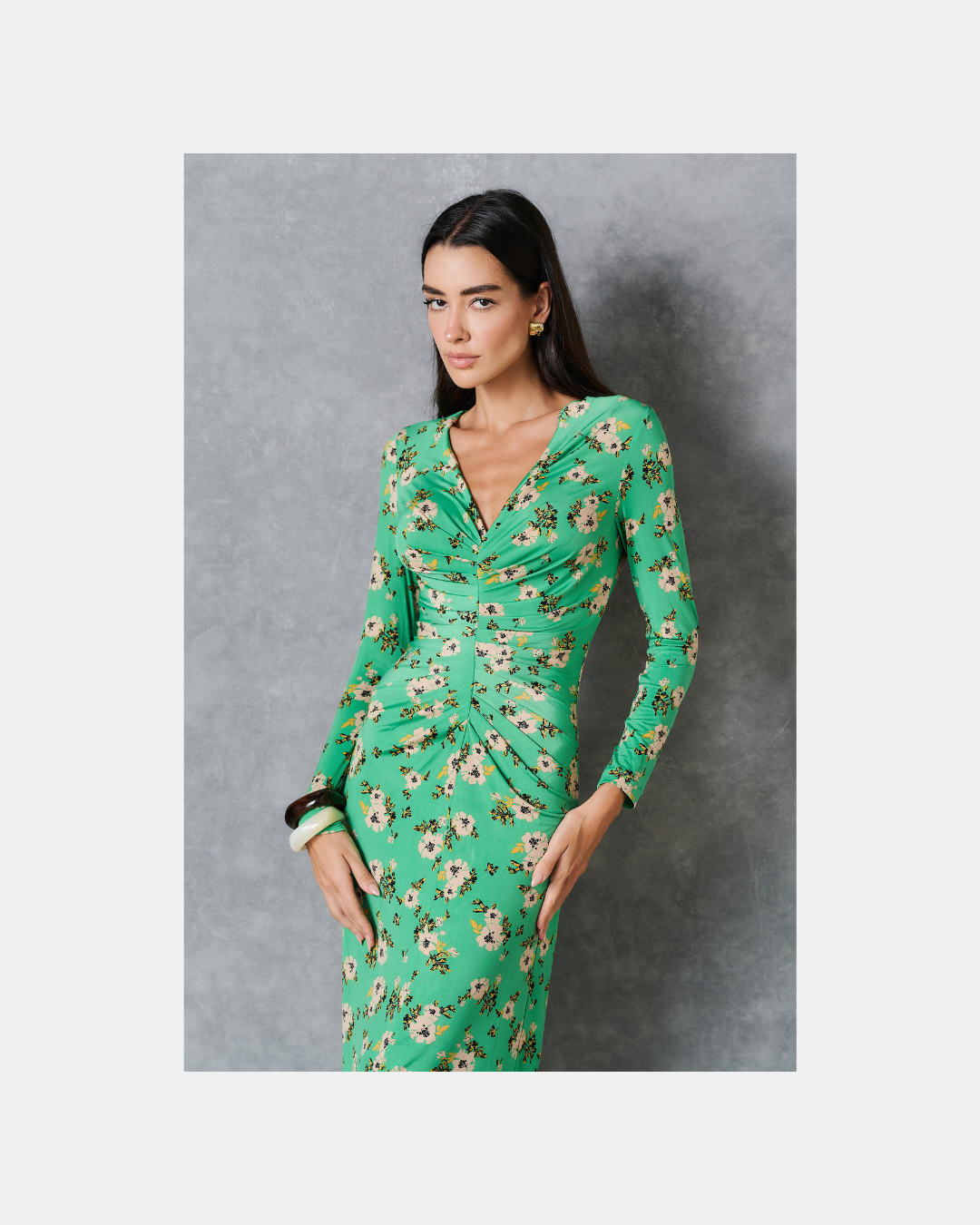 Maxivestido flores verde - Mango