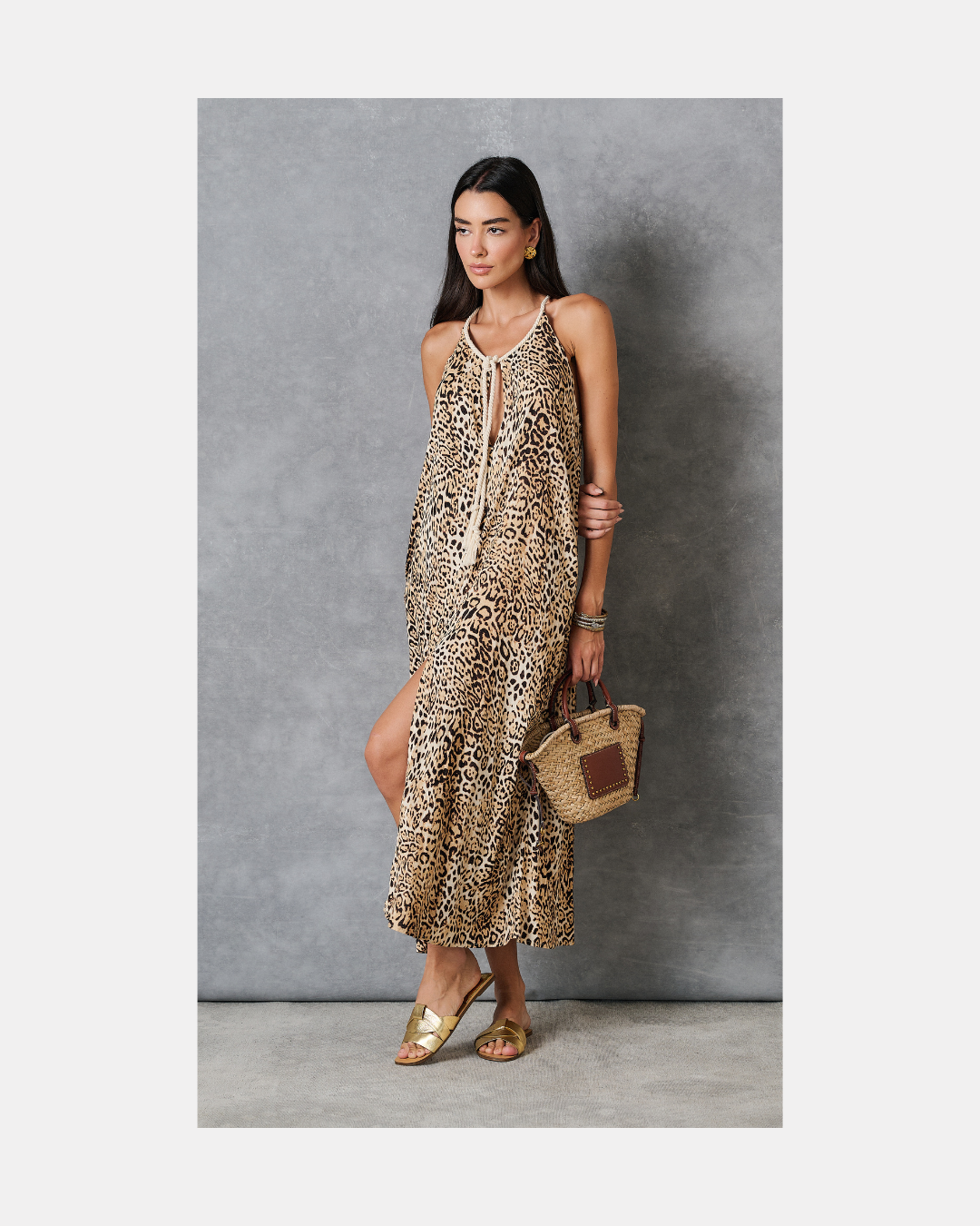 Maxivestido fluído con tirantes animal print - Minimal