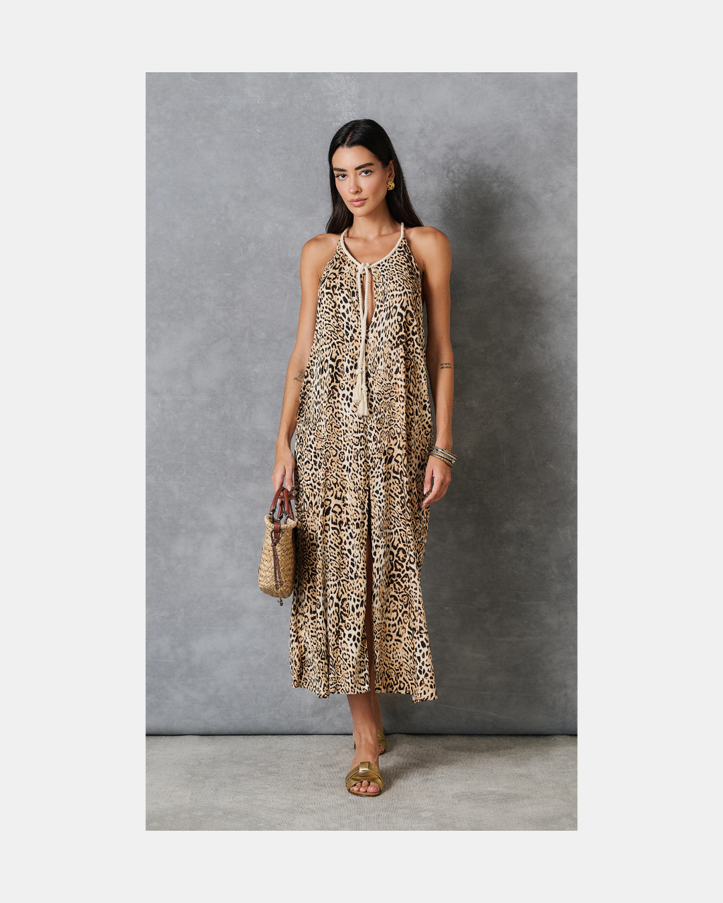 Maxivestido fluído con tirantes animal print - Minimal
