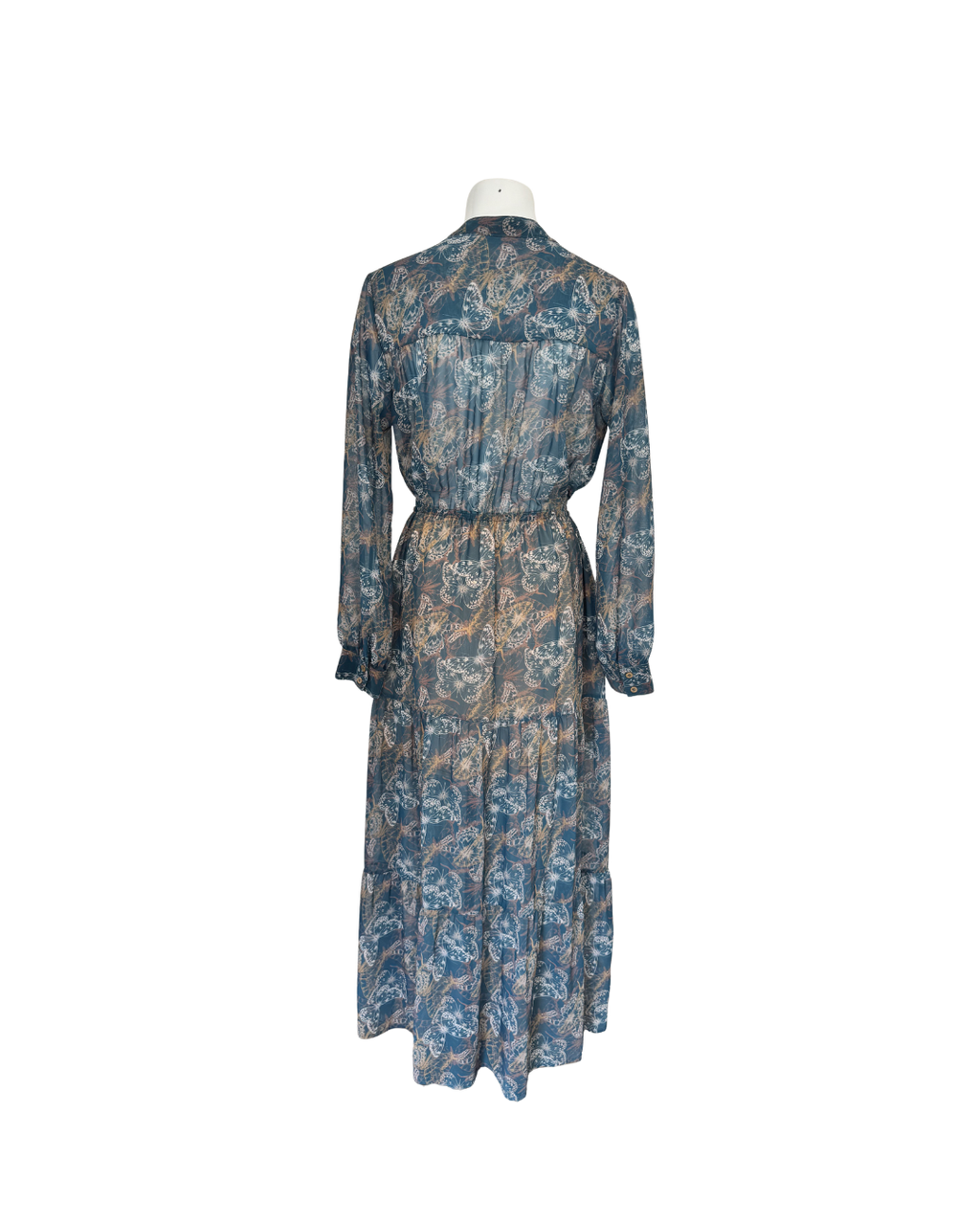 Maxivestido manga larga azul - Sabz