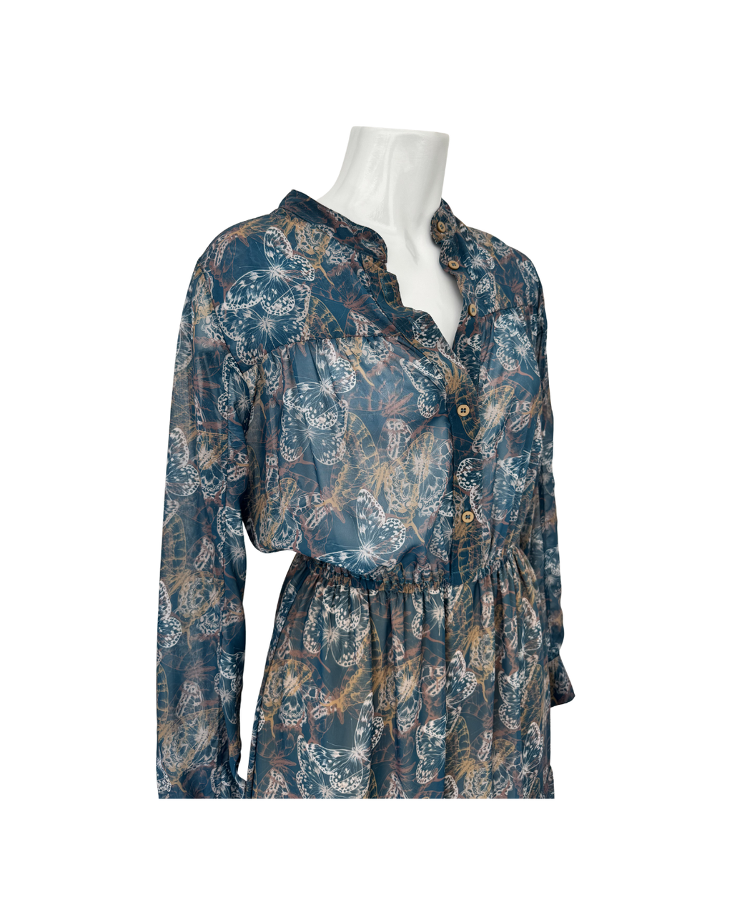Maxivestido manga larga azul - Sabz