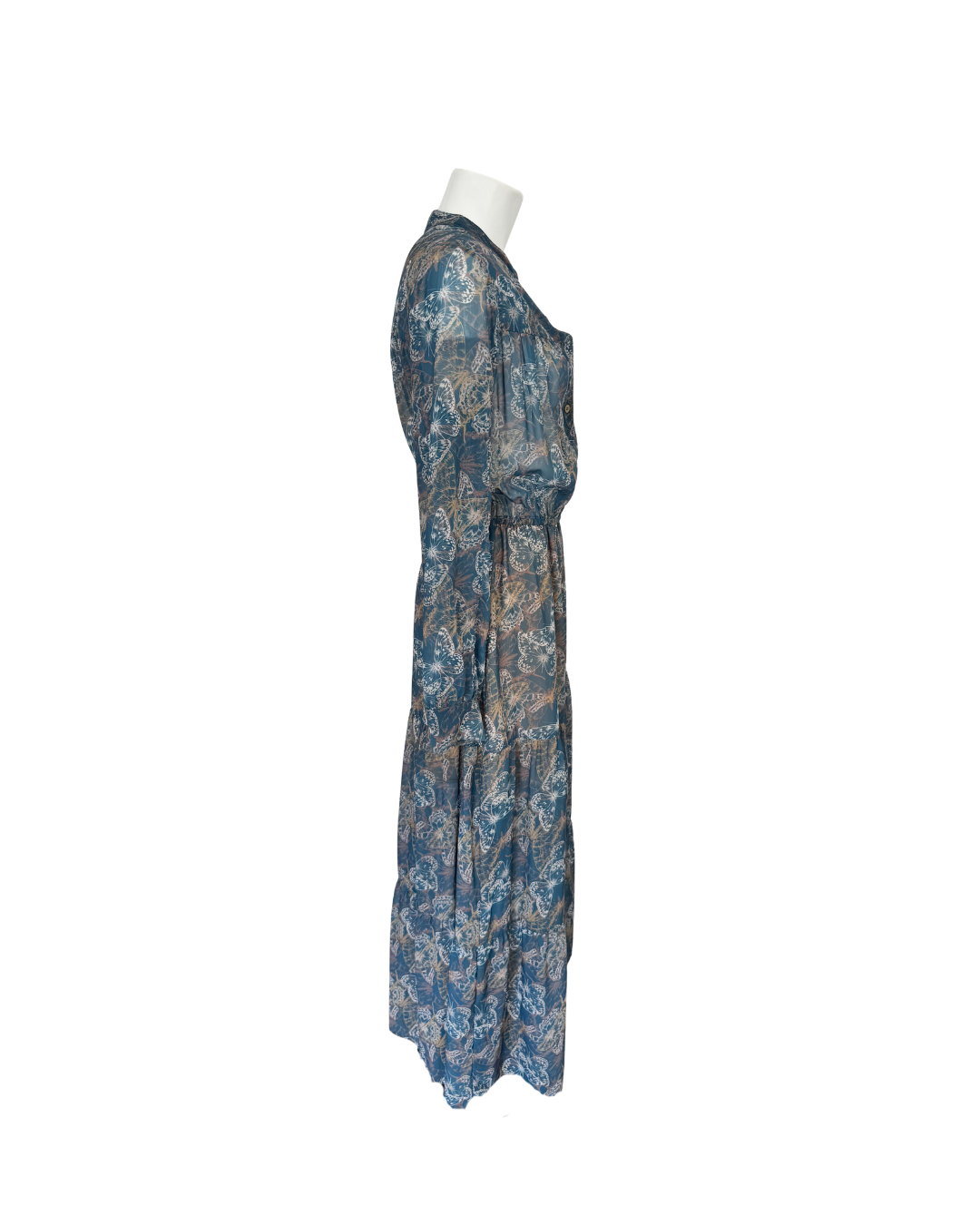 Maxivestido manga larga azul - Sabz