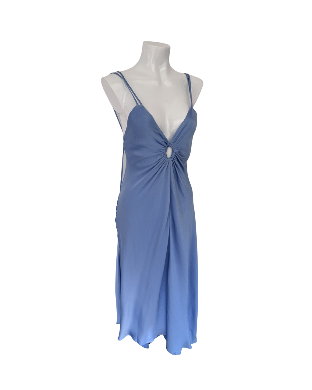 Maxivestido asimetrico satinado celeste - Mango x Victoria Beckham