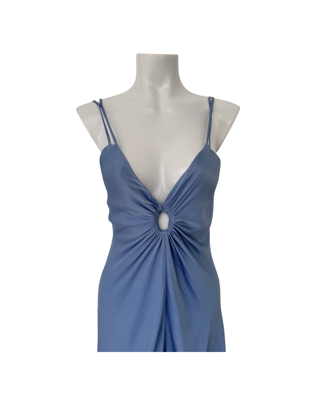 Maxivestido asimetrico satinado celeste - Mango x Victoria Beckham