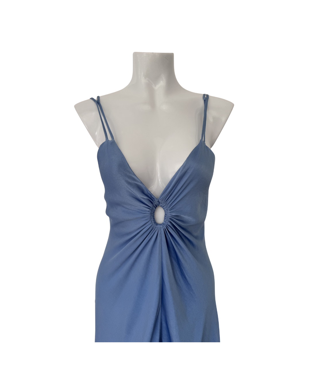 Maxivestido asimetrico satinado celeste - Mango x Victoria Beckham
