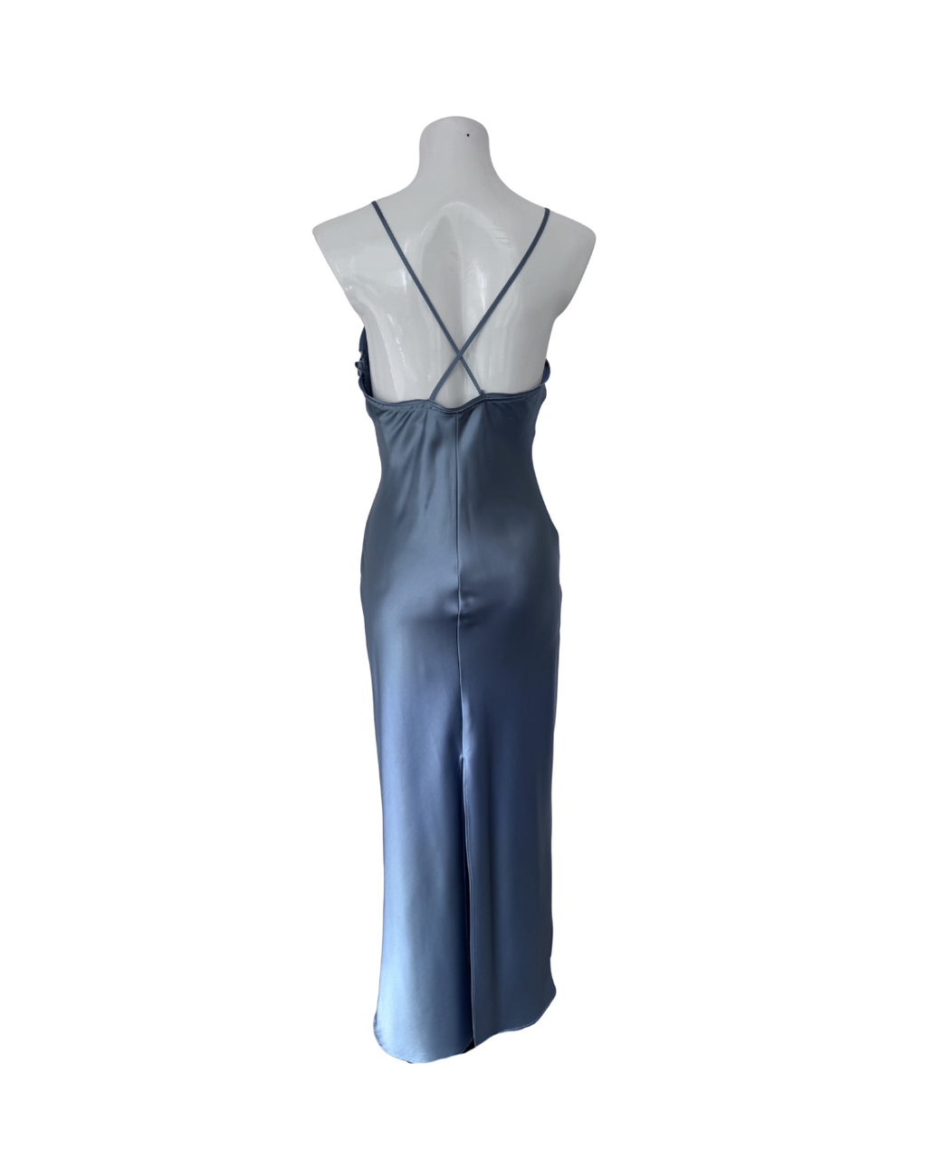 Maxivestido seda celeste - Zara