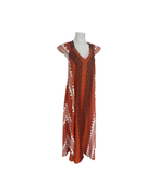 Maxivestido naranja de manga corta de seda