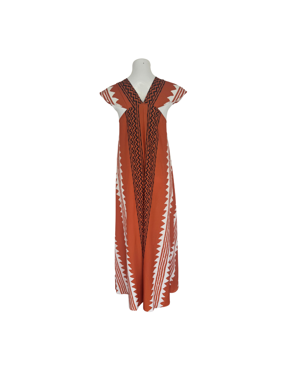 Maxivestido naranja de manga corta de seda