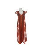 Maxivestido naranja de manga corta de seda