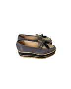 Mocasines de cuero azul con plataforma  - Lola