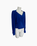Blusa azul de manga larga - Moda & Cia