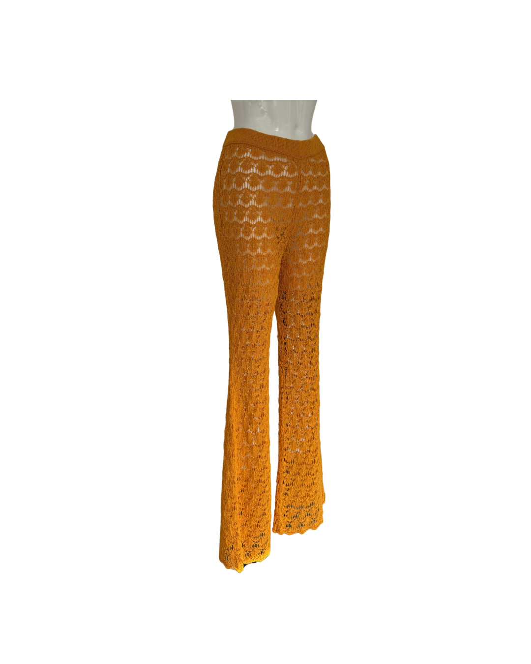 Pantalon crochet flare naranja - Mango