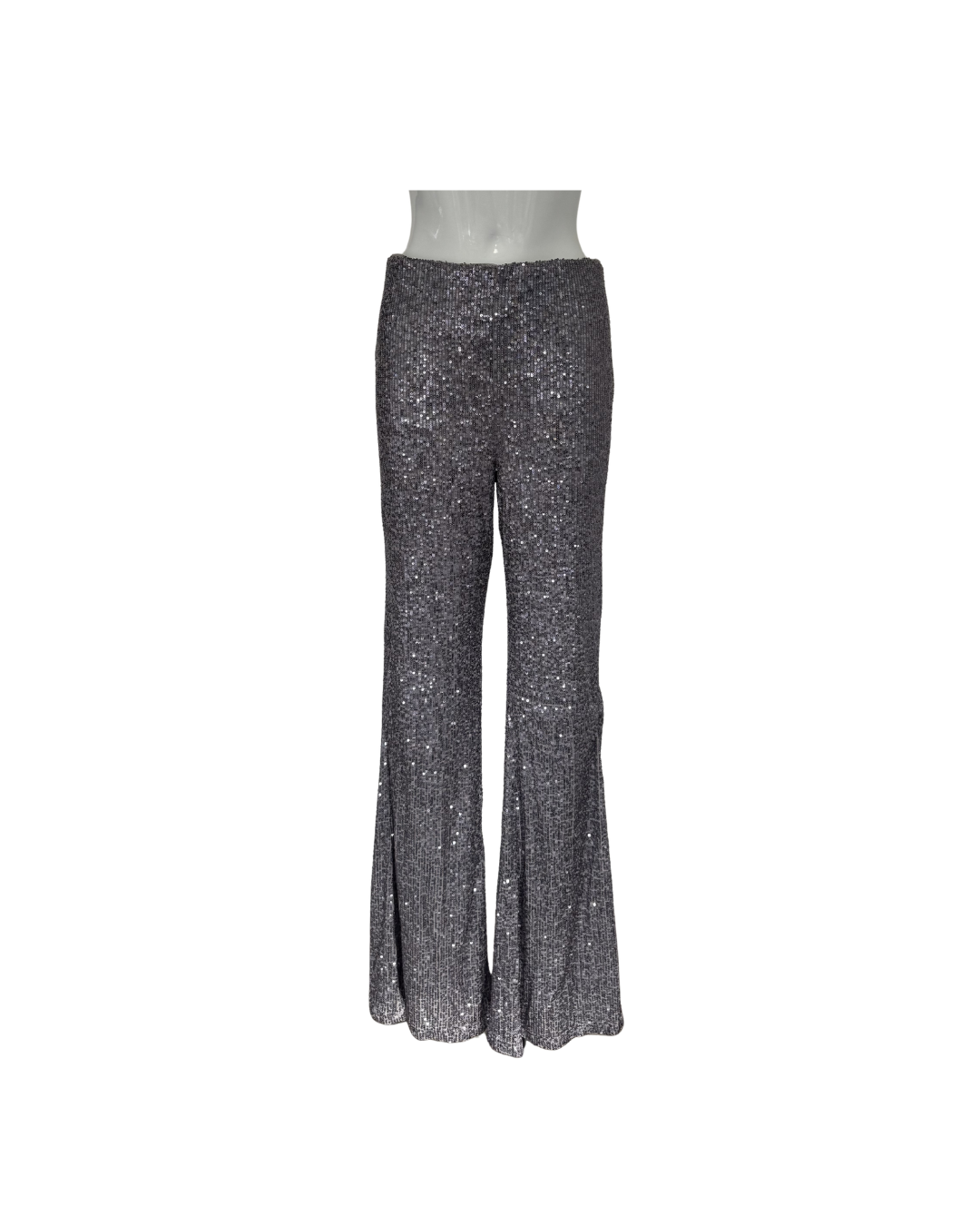 Pantalon flare lentejuelas plateado - Mango