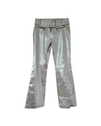 Pantalon metalizado cinturon plateado - Mango