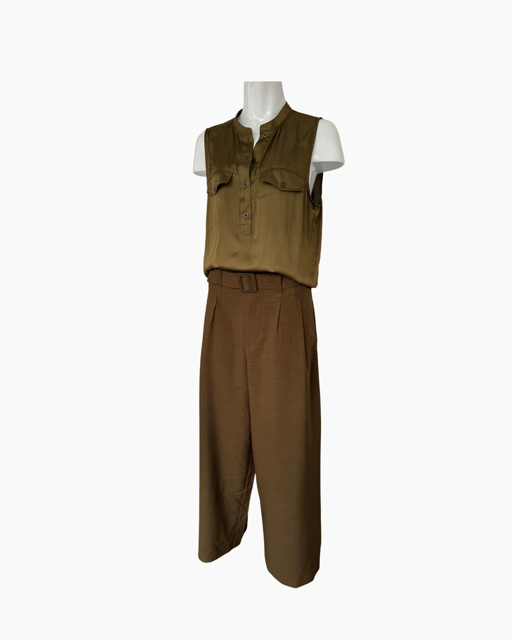 Pantalon palazzo verde olivo HyM