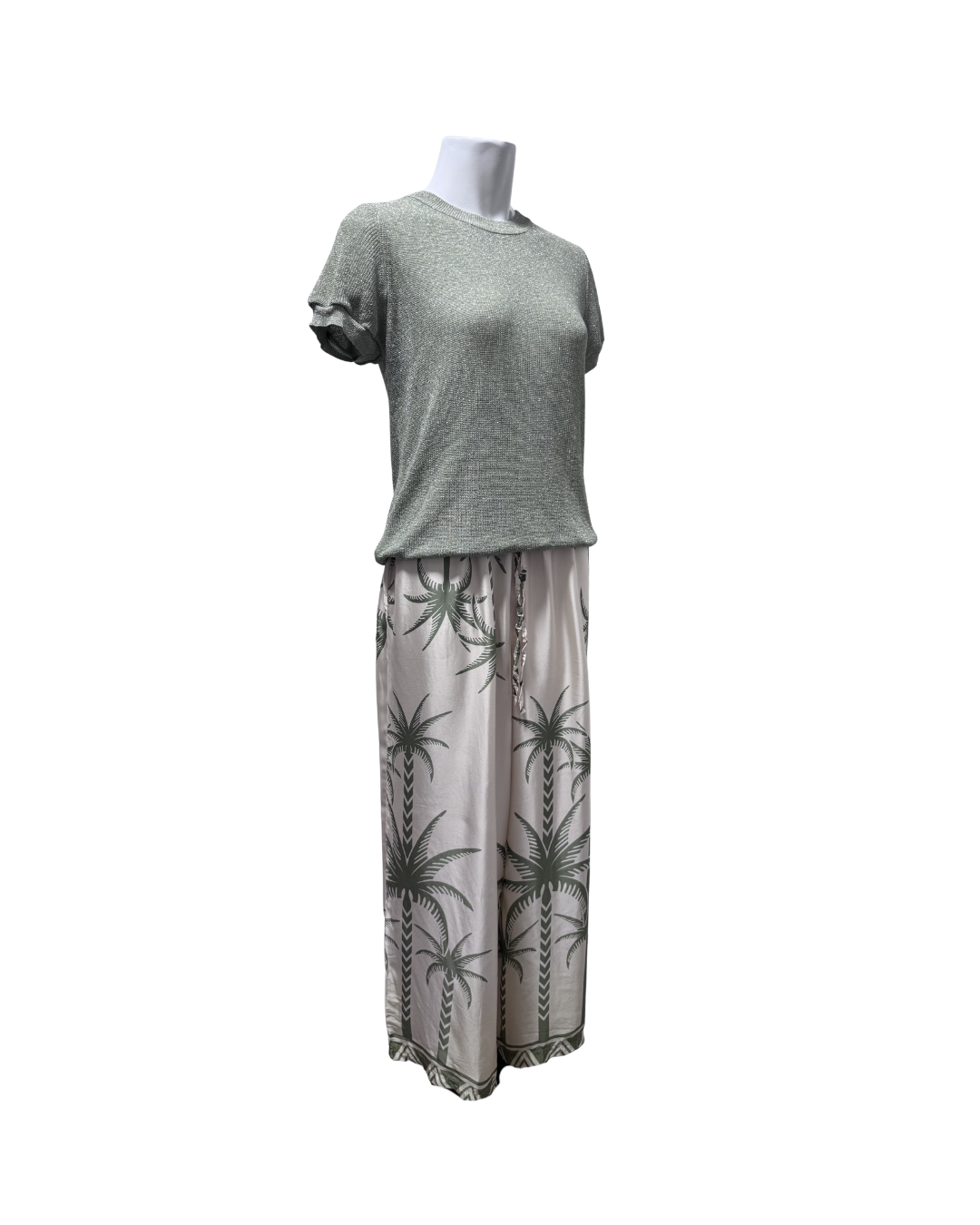 Pantalon palazzo de seda beige - Deby Debo