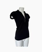 Top de manga corta de rib negro Burberry