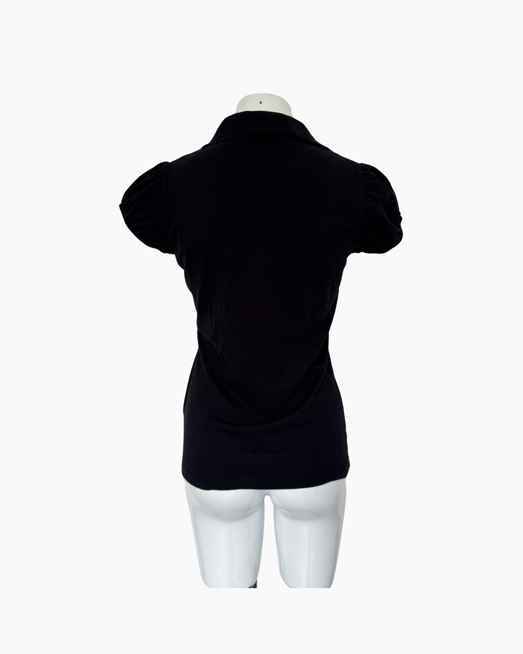 Top de manga corta de rib negro Burberry