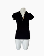 Top de manga corta de rib negro Burberry