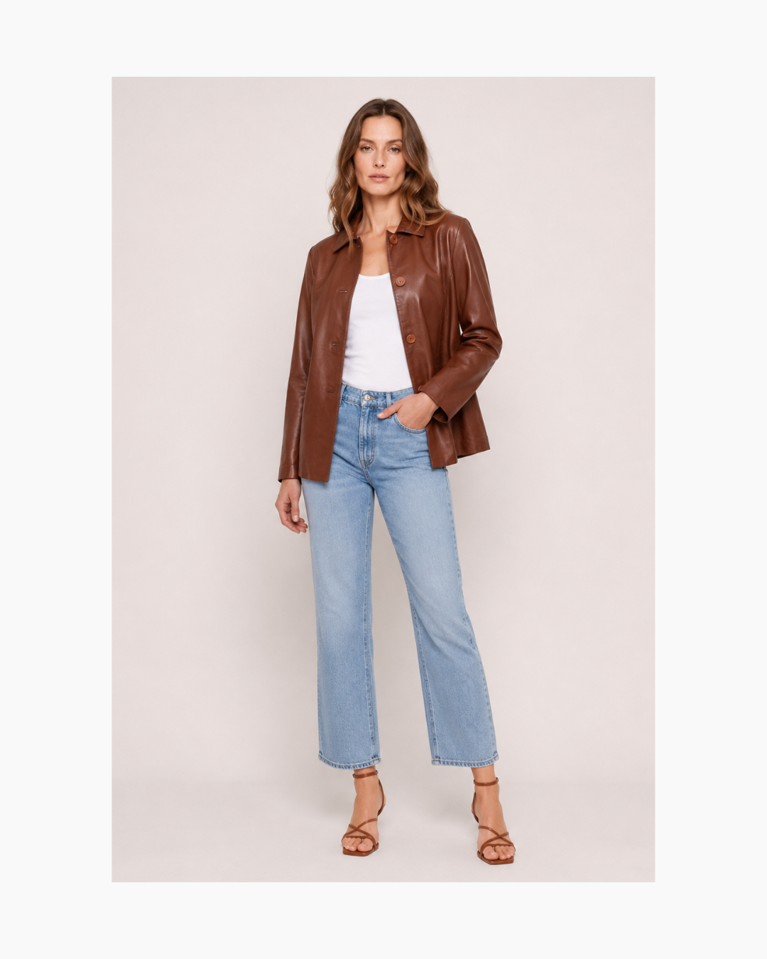 Blazer de cuero marron vintage